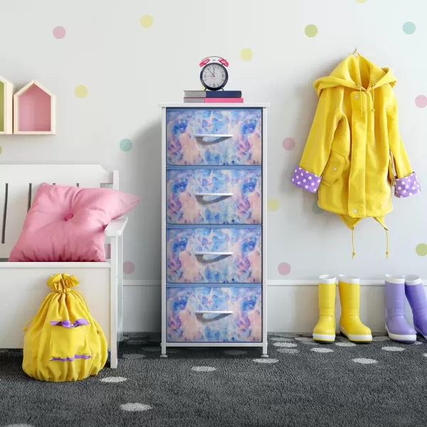 imageSorbus Dresser Storage Tower Organizer Drawers for Closet Boys ampamp Girls Bedroom Bedside Furniture Chest for Home College Dorm Steel Frame Wood Top Fabric BinsPinkBlue Tiedye