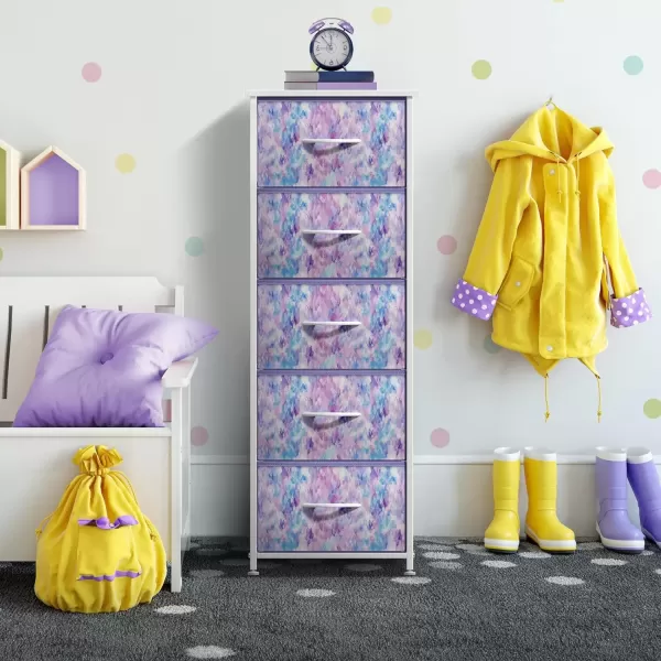 imageSorbus Dresser Storage Tower Organizer Drawers for Closet Boys ampamp Girls Bedroom Bedside Furniture Chest for Home College Dorm Steel Frame Wood Top Fabric BinsPinkPurple Tiedye