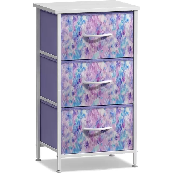 imageSorbus Dresser Storage Tower Organizer Drawers for Closet Boys ampamp Girls Bedroom Bedside Furniture Chest for Home College Dorm Steel Frame Wood Top Fabric BinsPinkPurple Tiedye