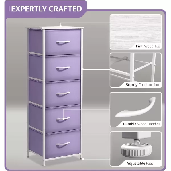 imageSorbus Dresser Storage Tower Organizer Drawers for Closet Boys ampamp Girls Bedroom Bedside Furniture Chest for Home College Dorm Steel Frame Wood Top Fabric BinsPinkPurple