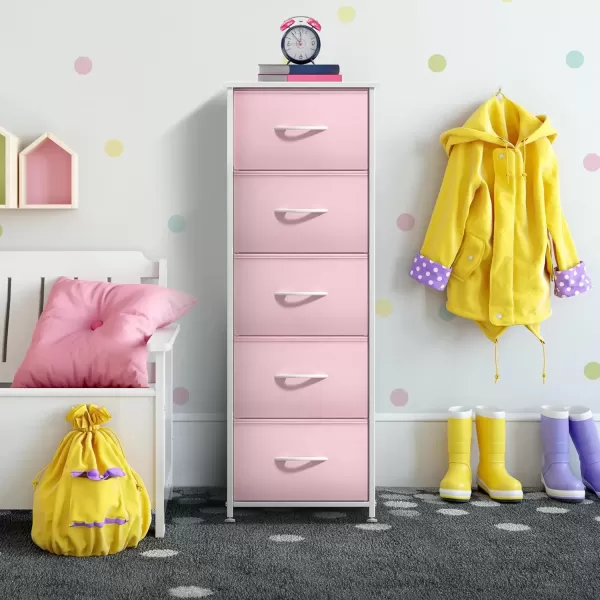 imageSorbus Dresser Storage Tower Organizer Drawers for Closet Boys ampamp Girls Bedroom Bedside Furniture Chest for Home College Dorm Steel Frame Wood Top Fabric BinsPinkPink