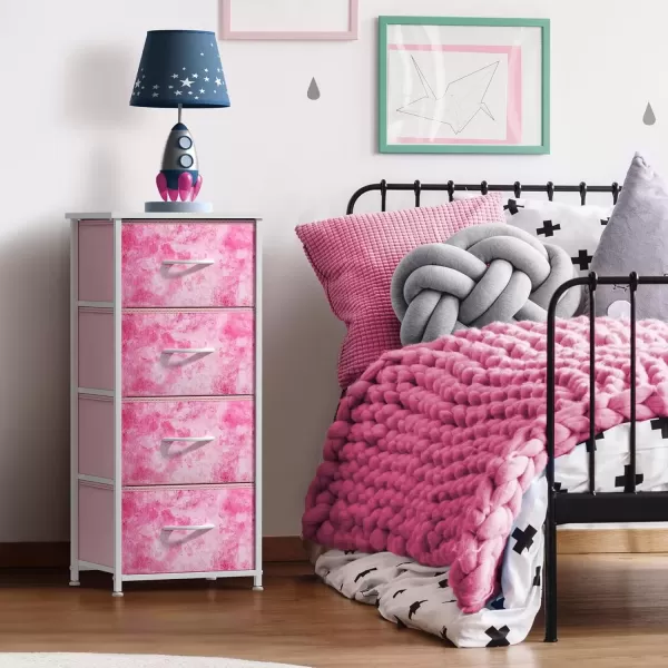 imageSorbus Dresser Storage Tower Organizer Drawers for Closet Boys ampamp Girls Bedroom Bedside Furniture Chest for Home College Dorm Steel Frame Wood Top Fabric BinsPinkPink Tiedye