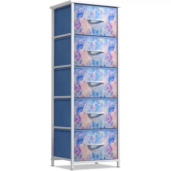 imageSorbus Dresser Storage Tower Organizer Drawers for Closet Boys ampamp Girls Bedroom Bedside Furniture Chest for Home College Dorm Steel Frame Wood Top Fabric BinsPinkBlue Tiedye