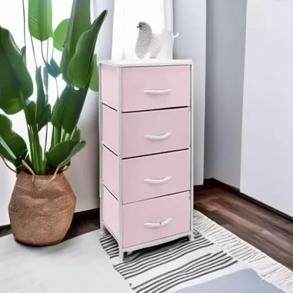 imageSorbus Dresser Storage Tower Organizer Drawers for Closet Boys ampamp Girls Bedroom Bedside Furniture Chest for Home College Dorm Steel Frame Wood Top Fabric BinsPinkPink