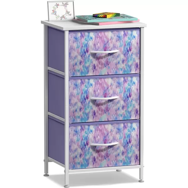 imageSorbus Dresser Storage Tower Organizer Drawers for Closet Boys ampamp Girls Bedroom Bedside Furniture Chest for Home College Dorm Steel Frame Wood Top Fabric BinsPinkPurple Tiedye