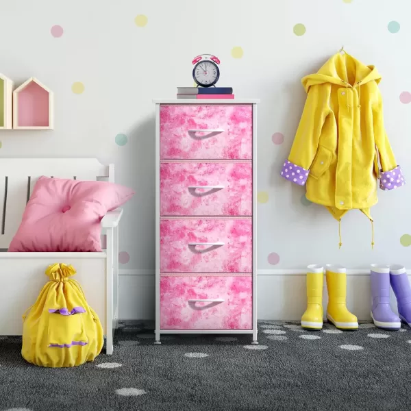 imageSorbus Dresser Storage Tower Organizer Drawers for Closet Boys ampamp Girls Bedroom Bedside Furniture Chest for Home College Dorm Steel Frame Wood Top Fabric BinsPinkPink Tiedye