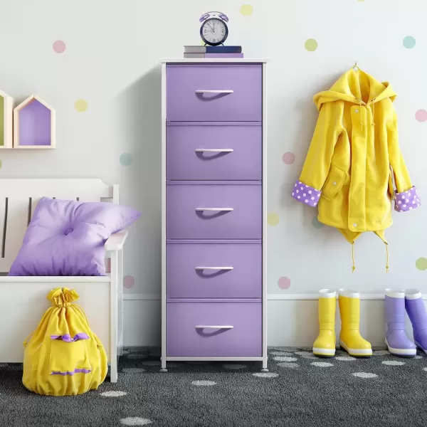 imageSorbus Dresser Storage Tower Organizer Drawers for Closet Boys ampamp Girls Bedroom Bedside Furniture Chest for Home College Dorm Steel Frame Wood Top Fabric BinsPinkPurple