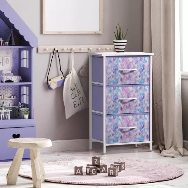 imageSorbus Dresser Storage Tower Organizer Drawers for Closet Boys ampamp Girls Bedroom Bedside Furniture Chest for Home College Dorm Steel Frame Wood Top Fabric BinsPinkPurple Tiedye