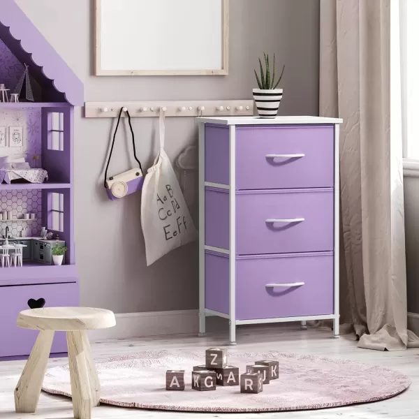 imageSorbus Dresser Storage Tower Organizer Drawers for Closet Boys ampamp Girls Bedroom Bedside Furniture Chest for Home College Dorm Steel Frame Wood Top Fabric BinsPinkPurple