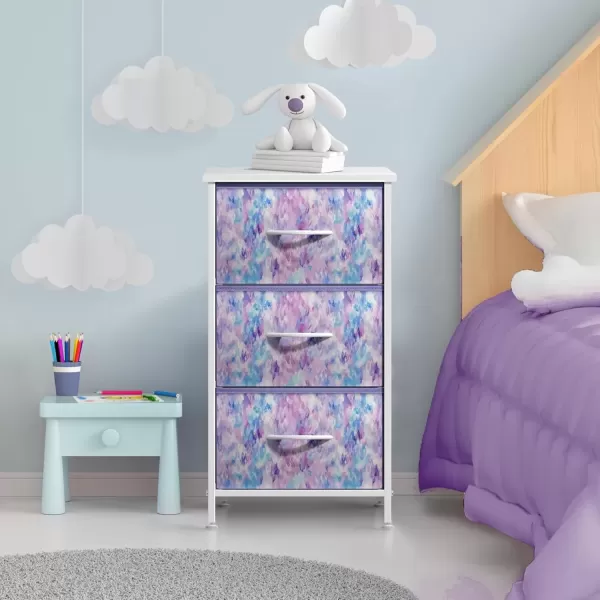 imageSorbus Dresser Storage Tower Organizer Drawers for Closet Boys ampamp Girls Bedroom Bedside Furniture Chest for Home College Dorm Steel Frame Wood Top Fabric BinsPinkPurple Tiedye