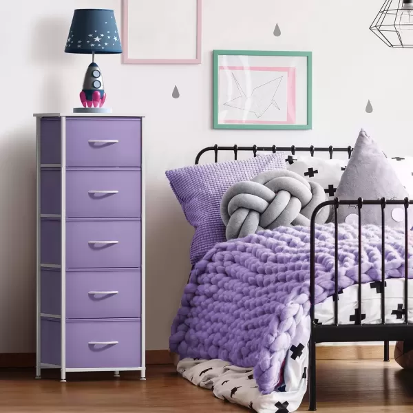 imageSorbus Dresser Storage Tower Organizer Drawers for Closet Boys ampamp Girls Bedroom Bedside Furniture Chest for Home College Dorm Steel Frame Wood Top Fabric BinsPinkPurple