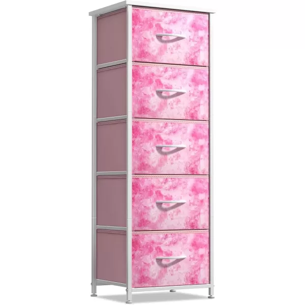 imageSorbus Dresser Storage Tower Organizer Drawers for Closet Boys ampamp Girls Bedroom Bedside Furniture Chest for Home College Dorm Steel Frame Wood Top Fabric BinsPinkPink Tiedye