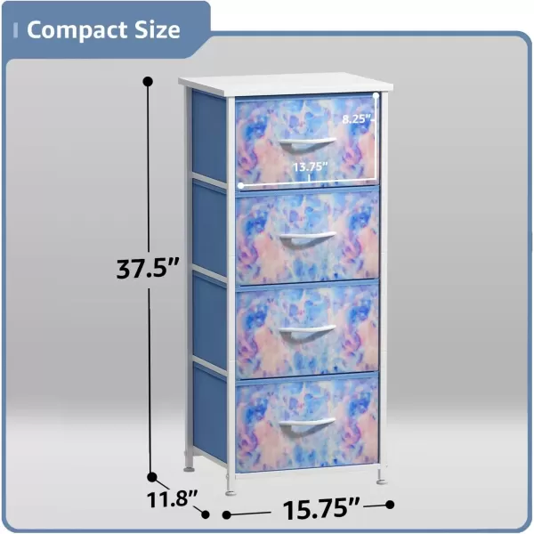 imageSorbus Dresser Storage Tower Organizer Drawers for Closet Boys ampamp Girls Bedroom Bedside Furniture Chest for Home College Dorm Steel Frame Wood Top Fabric BinsPinkBlue Tiedye