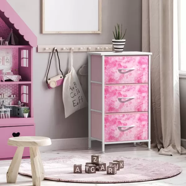 imageSorbus Dresser Storage Tower Organizer Drawers for Closet Boys ampamp Girls Bedroom Bedside Furniture Chest for Home College Dorm Steel Frame Wood Top Fabric BinsPinkPink Tiedye
