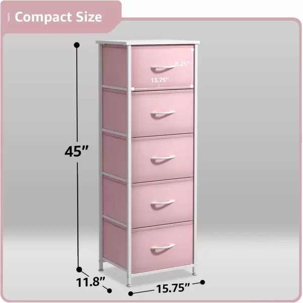 imageSorbus Dresser Storage Tower Organizer Drawers for Closet Boys ampamp Girls Bedroom Bedside Furniture Chest for Home College Dorm Steel Frame Wood Top Fabric BinsPinkPink