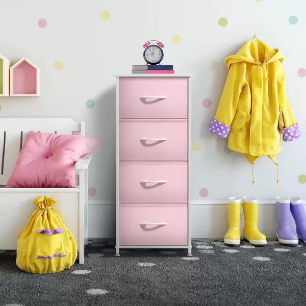 imageSorbus Dresser Storage Tower Organizer Drawers for Closet Boys ampamp Girls Bedroom Bedside Furniture Chest for Home College Dorm Steel Frame Wood Top Fabric BinsPinkPink