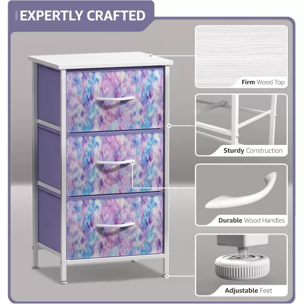 imageSorbus Dresser Storage Tower Organizer Drawers for Closet Boys ampamp Girls Bedroom Bedside Furniture Chest for Home College Dorm Steel Frame Wood Top Fabric BinsPinkPurple Tiedye