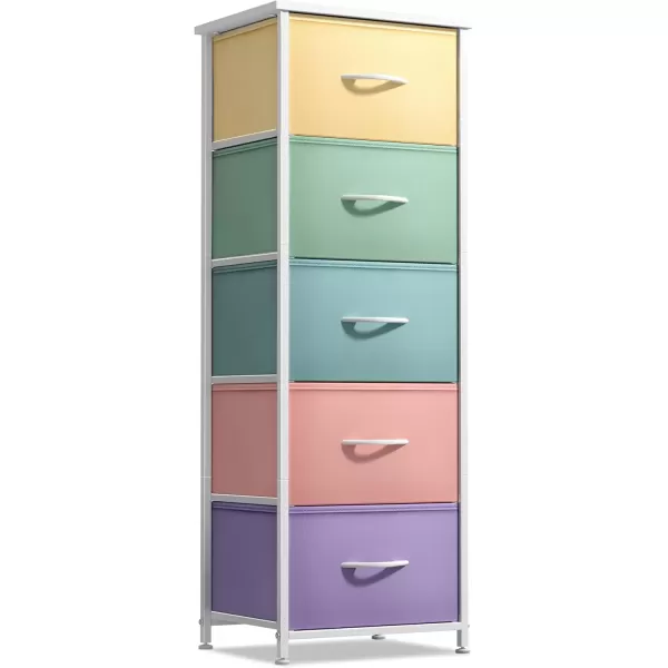 imageSorbus Dresser Storage Tower Organizer Drawers for Closet Boys ampamp Girls Bedroom Bedside Furniture Chest for Home College Dorm Steel Frame Wood Top Fabric BinsPinkPastel