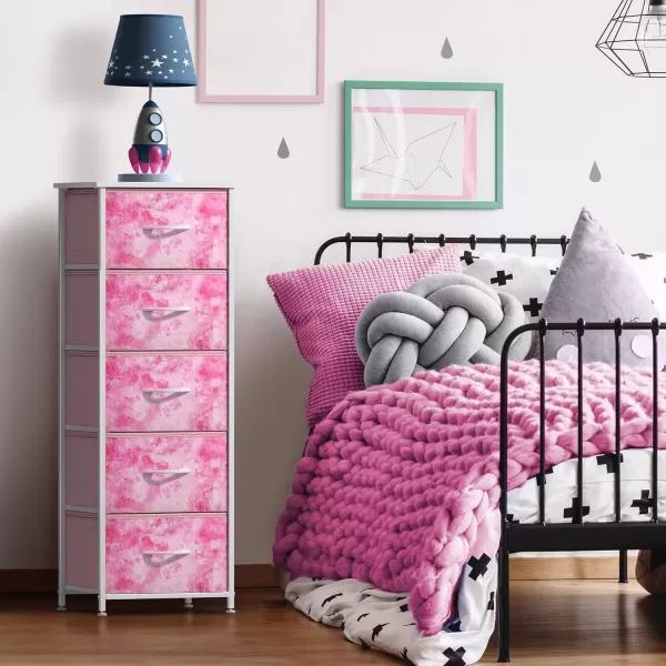imageSorbus Dresser Storage Tower Organizer Drawers for Closet Boys ampamp Girls Bedroom Bedside Furniture Chest for Home College Dorm Steel Frame Wood Top Fabric BinsPinkPink Tiedye
