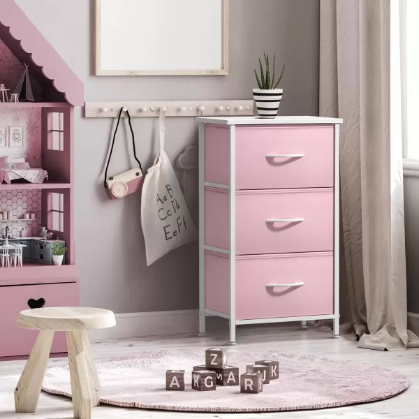 imageSorbus Dresser Storage Tower Organizer Drawers for Closet Boys ampamp Girls Bedroom Bedside Furniture Chest for Home College Dorm Steel Frame Wood Top Fabric BinsPinkPink