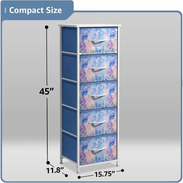 imageSorbus Dresser Storage Tower Organizer Drawers for Closet Boys ampamp Girls Bedroom Bedside Furniture Chest for Home College Dorm Steel Frame Wood Top Fabric BinsPinkBlue Tiedye