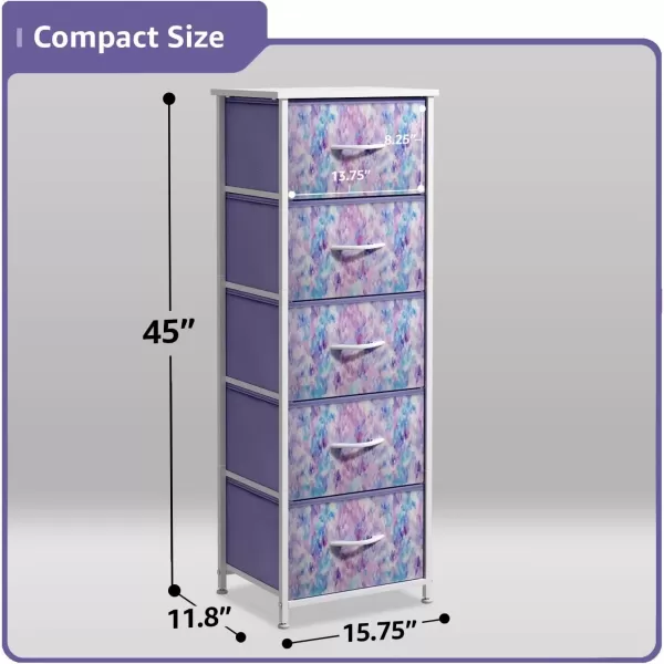 imageSorbus Dresser Storage Tower Organizer Drawers for Closet Boys ampamp Girls Bedroom Bedside Furniture Chest for Home College Dorm Steel Frame Wood Top Fabric BinsPinkPurple Tiedye