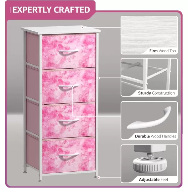 imageSorbus Dresser Storage Tower Organizer Drawers for Closet Boys ampamp Girls Bedroom Bedside Furniture Chest for Home College Dorm Steel Frame Wood Top Fabric BinsPinkPink Tiedye