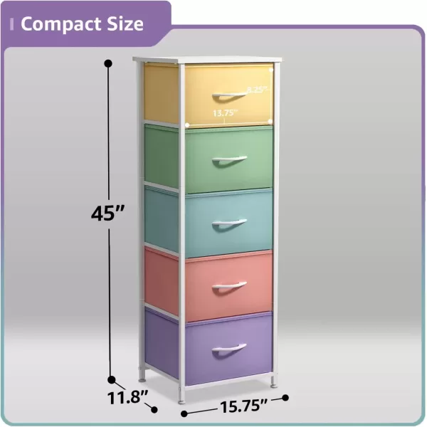 imageSorbus Dresser Storage Tower Organizer Drawers for Closet Boys ampamp Girls Bedroom Bedside Furniture Chest for Home College Dorm Steel Frame Wood Top Fabric BinsPinkPastel