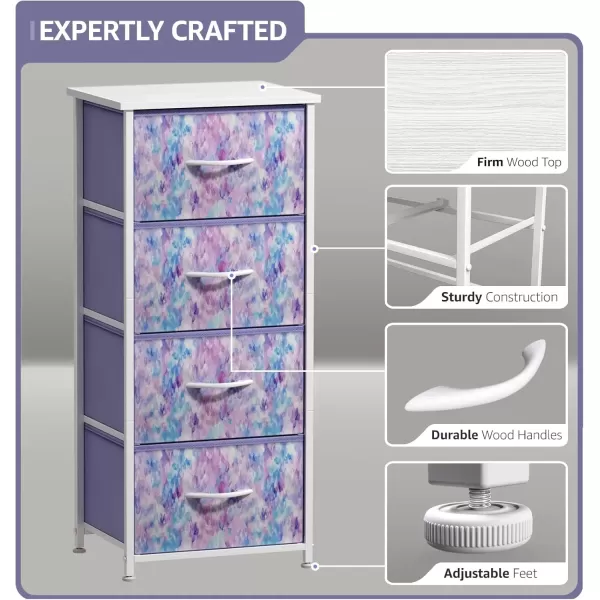 imageSorbus Dresser Storage Tower Organizer Drawers for Closet Boys ampamp Girls Bedroom Bedside Furniture Chest for Home College Dorm Steel Frame Wood Top Fabric BinsPinkPurple Tiedye