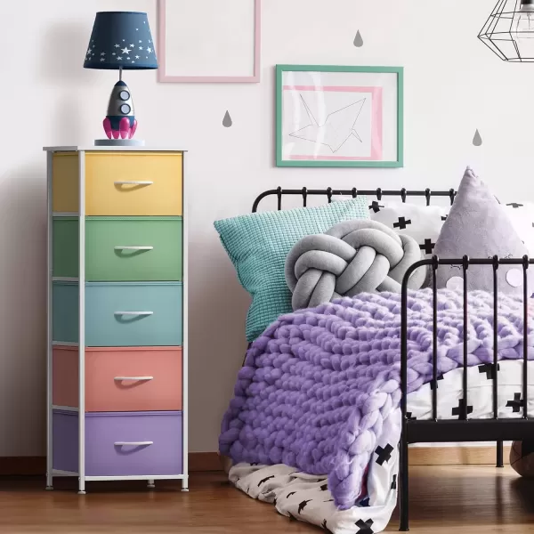 imageSorbus Dresser Storage Tower Organizer Drawers for Closet Boys ampamp Girls Bedroom Bedside Furniture Chest for Home College Dorm Steel Frame Wood Top Fabric BinsPinkPastel