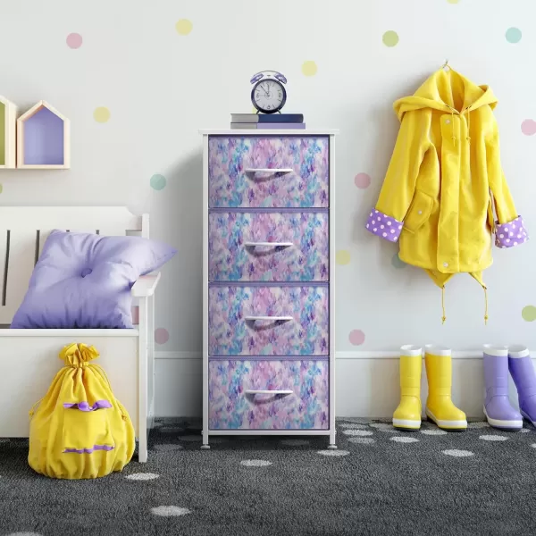 imageSorbus Dresser Storage Tower Organizer Drawers for Closet Boys ampamp Girls Bedroom Bedside Furniture Chest for Home College Dorm Steel Frame Wood Top Fabric BinsPinkPurple Tiedye