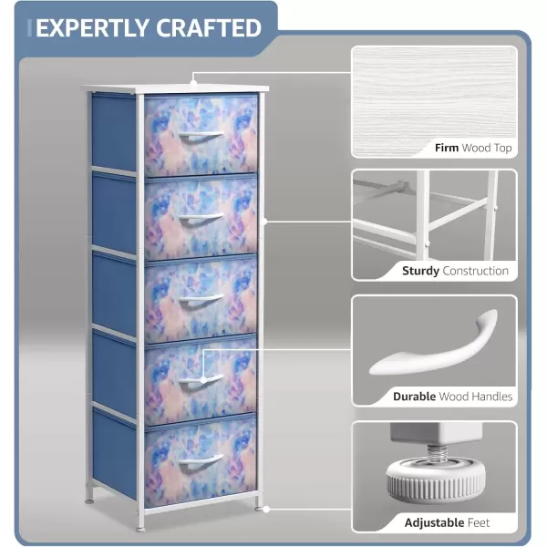 imageSorbus Dresser Storage Tower Organizer Drawers for Closet Boys ampamp Girls Bedroom Bedside Furniture Chest for Home College Dorm Steel Frame Wood Top Fabric BinsPinkBlue Tiedye