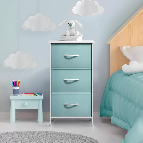 imageSorbus Dresser Storage Tower Organizer Drawers for Closet Boys ampamp Girls Bedroom Bedside Furniture Chest for Home College Dorm Steel Frame Wood Top Fabric BinsPinkAqua