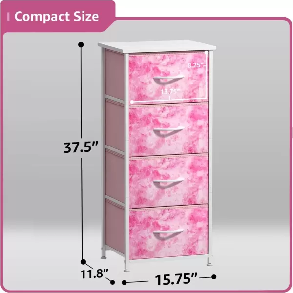 imageSorbus Dresser Storage Tower Organizer Drawers for Closet Boys ampamp Girls Bedroom Bedside Furniture Chest for Home College Dorm Steel Frame Wood Top Fabric BinsPinkPink Tiedye