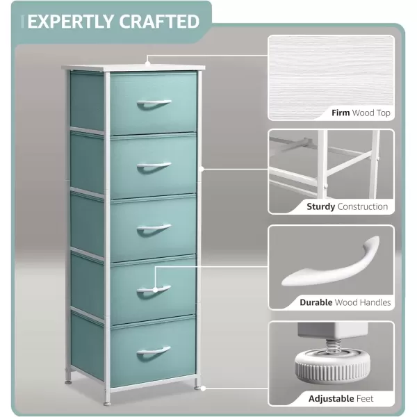imageSorbus Dresser Storage Tower Organizer Drawers for Closet Boys ampamp Girls Bedroom Bedside Furniture Chest for Home College Dorm Steel Frame Wood Top Fabric BinsPinkAqua
