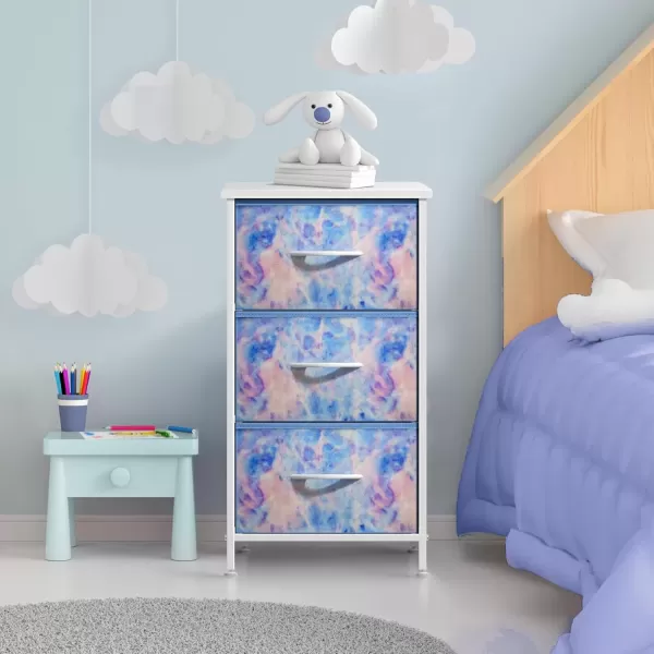 imageSorbus Dresser Storage Tower Organizer Drawers for Closet Boys ampamp Girls Bedroom Bedside Furniture Chest for Home College Dorm Steel Frame Wood Top Fabric BinsPinkBlue Tiedye