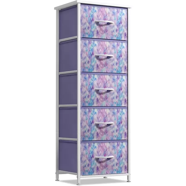 imageSorbus Dresser Storage Tower Organizer Drawers for Closet Boys ampamp Girls Bedroom Bedside Furniture Chest for Home College Dorm Steel Frame Wood Top Fabric BinsPinkPurple Tiedye