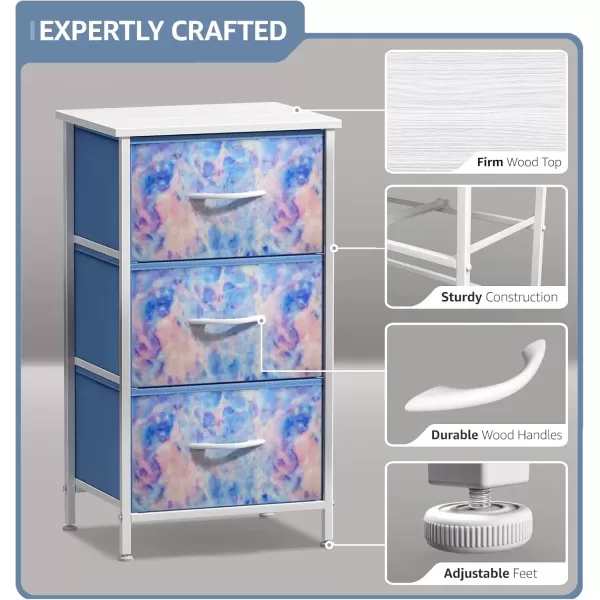 imageSorbus Dresser Storage Tower Organizer Drawers for Closet Boys ampamp Girls Bedroom Bedside Furniture Chest for Home College Dorm Steel Frame Wood Top Fabric BinsPinkBlue Tiedye