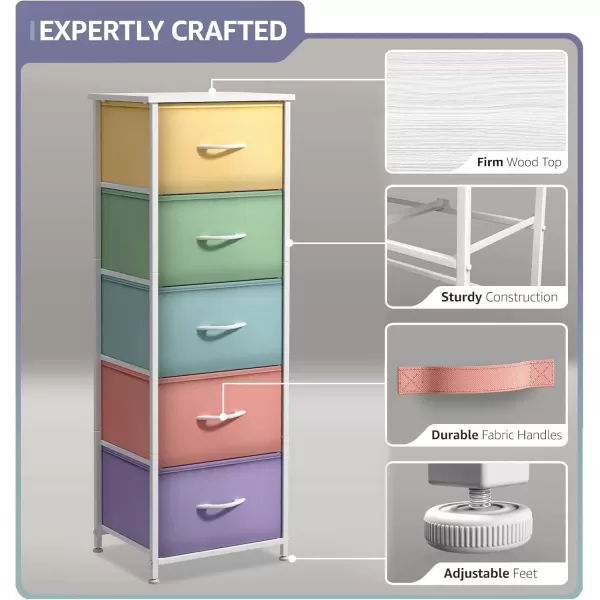 imageSorbus Dresser Storage Tower Organizer Drawers for Closet Boys ampamp Girls Bedroom Bedside Furniture Chest for Home College Dorm Steel Frame Wood Top Fabric BinsPinkPastel