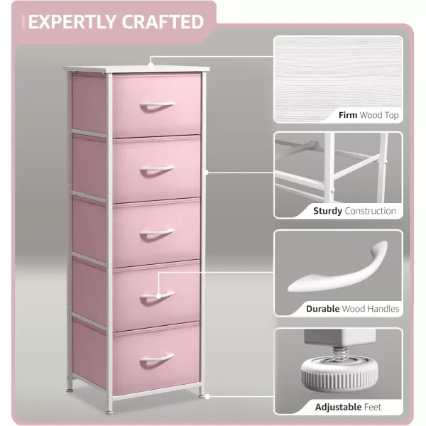 imageSorbus Dresser Storage Tower Organizer Drawers for Closet Boys ampamp Girls Bedroom Bedside Furniture Chest for Home College Dorm Steel Frame Wood Top Fabric BinsPinkPink
