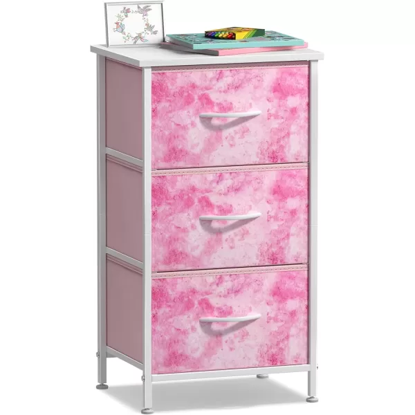 imageSorbus Dresser Storage Tower Organizer Drawers for Closet Boys ampamp Girls Bedroom Bedside Furniture Chest for Home College Dorm Steel Frame Wood Top Fabric BinsPinkPink Tiedye