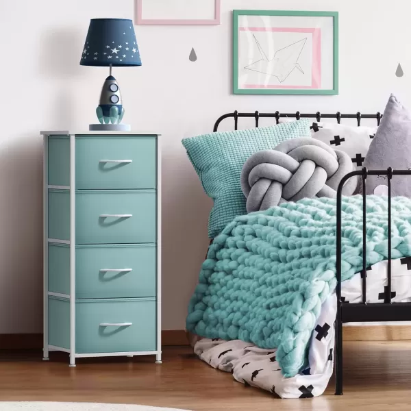 imageSorbus Dresser Storage Tower Organizer Drawers for Closet Boys ampamp Girls Bedroom Bedside Furniture Chest for Home College Dorm Steel Frame Wood Top Fabric BinsPinkAqua