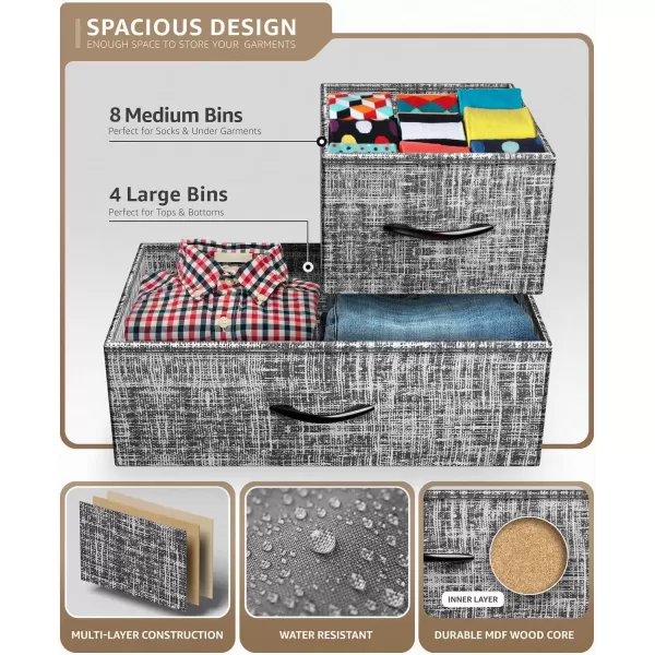 imageSorbus Dresser with 12 Drawers  Chest Organizer Unit with Steel Frame Wood Top ampamp Handle Easy Pull Fabric Bins for Clothes  Large Storage Furniture for Bedroom Hallway Living Room Nursery ampamp Closet