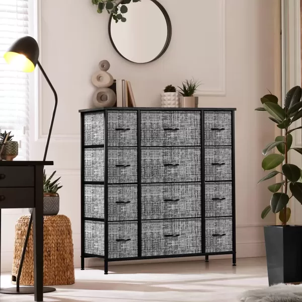 imageSorbus Dresser with 12 Drawers  Chest Organizer Unit with Steel Frame Wood Top ampamp Handle Easy Pull Fabric Bins for Clothes  Large Storage Furniture for Bedroom Hallway Living Room Nursery ampamp Closet