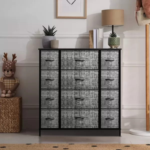 imageSorbus Dresser with 12 Drawers  Chest Organizer Unit with Steel Frame Wood Top ampamp Handle Easy Pull Fabric Bins for Clothes  Large Storage Furniture for Bedroom Hallway Living Room Nursery ampamp Closet
