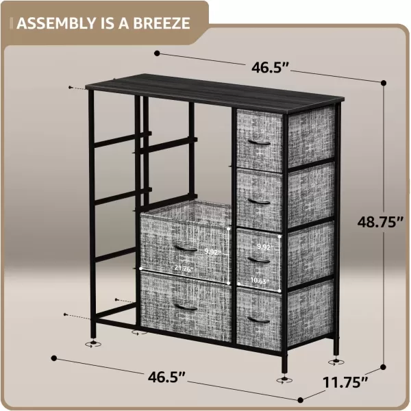 imageSorbus Dresser with 12 Drawers  Chest Organizer Unit with Steel Frame Wood Top ampamp Handle Easy Pull Fabric Bins for Clothes  Large Storage Furniture for Bedroom Hallway Living Room Nursery ampamp Closet