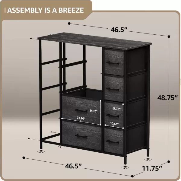imageSorbus Dresser with 12 Faux Wood Drawers  Large Storage Chest Organizer Unit with Steel Frame Wood Top Easy Pull Fabric Bins for Bedroom Furniture Hallway Living Room Nursery Closet ampamp College