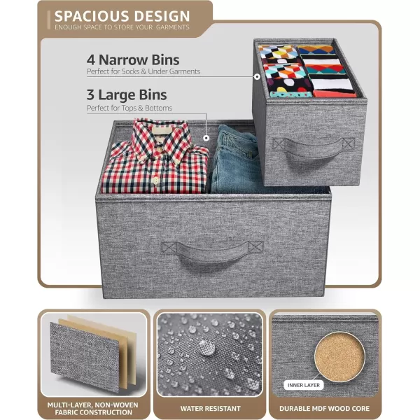 imageSorbus Dresser with 7 Faux Wood Drawers  Storage Unit Organizer Chest for Clothes  Bedroom Hallway Living Room Closet ampamp Dorm Furniture  Steel Frame Wood Top ampamp Easy Pull Fabric BinsWhiteGray