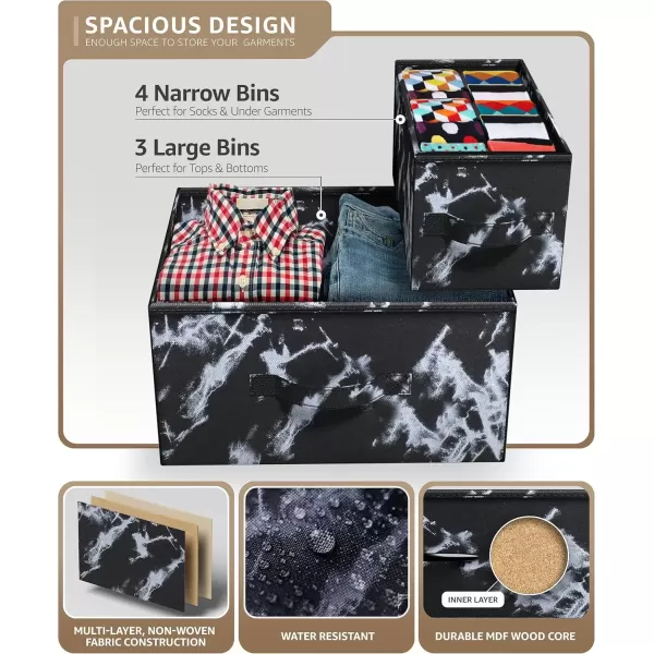 imageSorbus Dresser with 7 Faux Wood Drawers  Storage Unit Organizer Chest for Clothes  Bedroom Hallway Living Room Closet ampamp Dorm Furniture  Steel Frame Wood Top ampamp Easy Pull Fabric BinsMarble BlackWhite Frame
