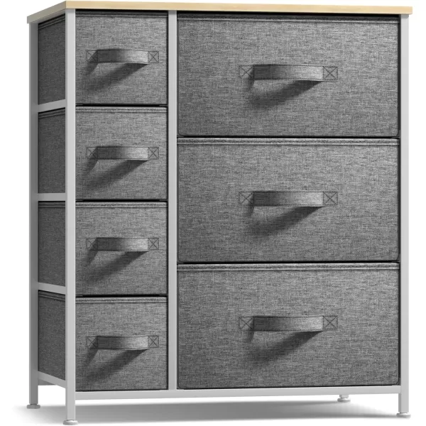 imageSorbus Dresser with 7 Faux Wood Drawers  Storage Unit Organizer Chest for Clothes  Bedroom Hallway Living Room Closet ampamp Dorm Furniture  Steel Frame Wood Top ampamp Easy Pull Fabric BinsBeige